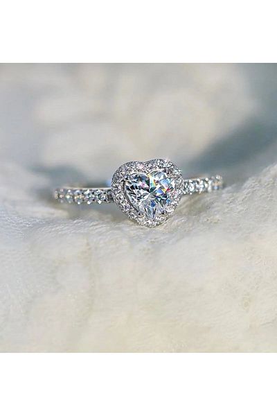 NV Jewellery خاتم القلب الصلب الزركون حجر الفضة خاتم العلاقة الحقيقية
