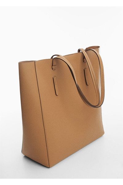 MANGO Woman Geantă shopper aspect piele