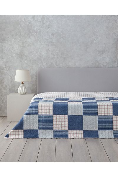 English Home Blue Plaid Harmony egyszemélyes többcélú borító