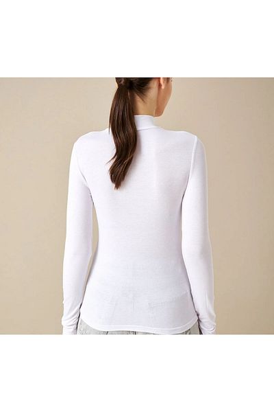 Roseshah Collection Women's Long Sleeve Turtleneck Lycra Combed Cotton Badi White