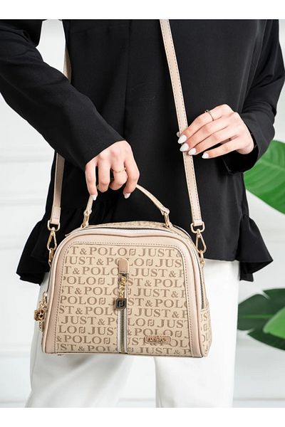 Just Polo justpolo women's sand tan 5-compartment two-strap shoulder and crossbody bag