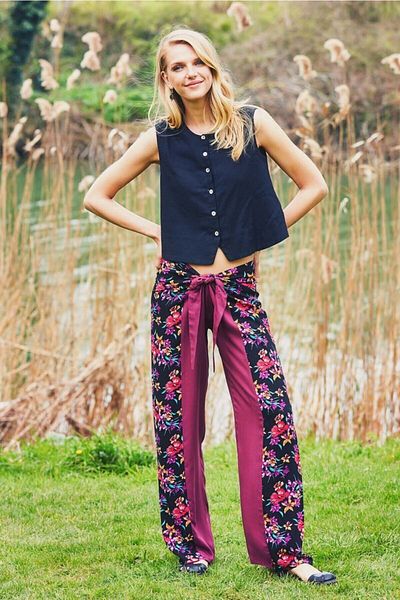 Clandestino Pantaloni autentici florali violet
