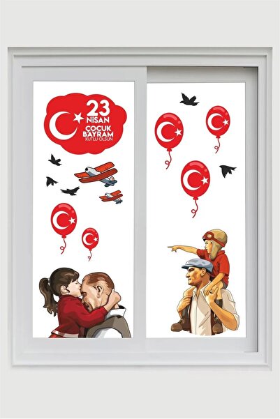 Kt Grup 23 aprilie Autocolant de perete Ataturk și Copil 50x70 Cm