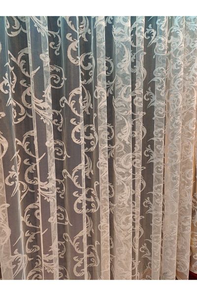 GOGOPERDE Shawl Pattern Knitted 1/2 Pleated Modern Tulle Curtain