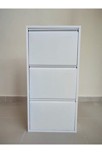 AYDINTEPELİLER Metal Ayakkabılık Beyaz Kaser 3'lü