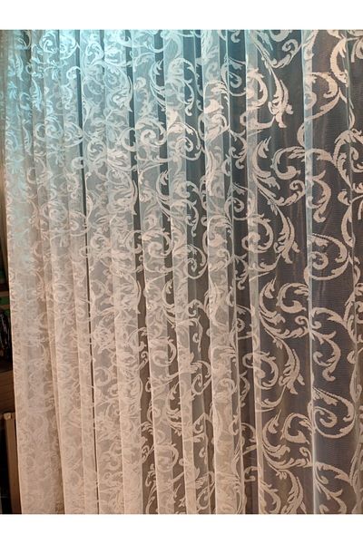 GOGOPERDE Shawl Pattern Knitted 1/2 Pleated Modern Tulle Curtain