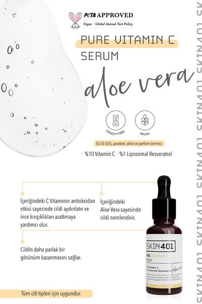 Skin401 %10 Vitamin C Aydınlatıcı Renk Tonu Eşitleyici Serum 30ml