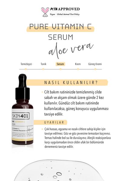 Skin401 %10 Vitamin C Aydınlatıcı Renk Tonu Eşitleyici Serum 30ml