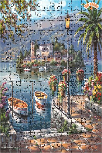 Teona Ahşap Porto Gölü Dekoratif Çift Katlı Çerçeveli Asılabilir Ahşap Puzzle...