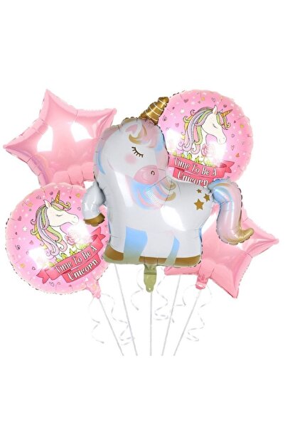 parti sürprizi Unicorn Yıldızlı Folyo Balon 5 Li Set