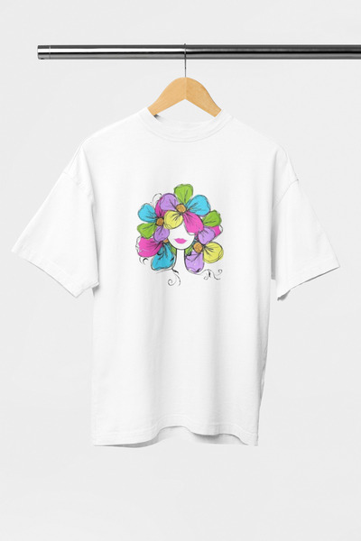 Advantage CODE Advantage Trend - Tricou de damă oversize cu flori albe cu imp...