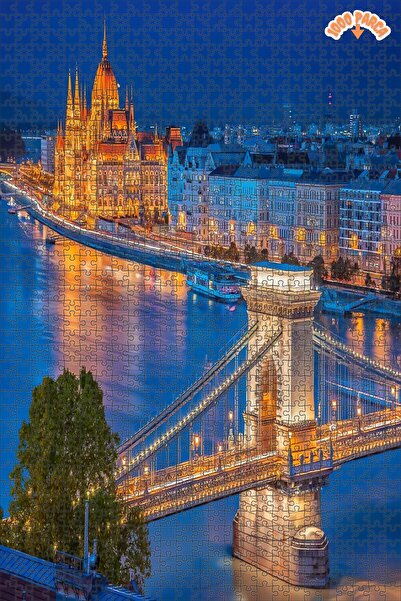 Teona Ahşap Geceleri Budapeşte Dekoratif Çift Katlı Çerçeveli Asılabilir Ahşa...