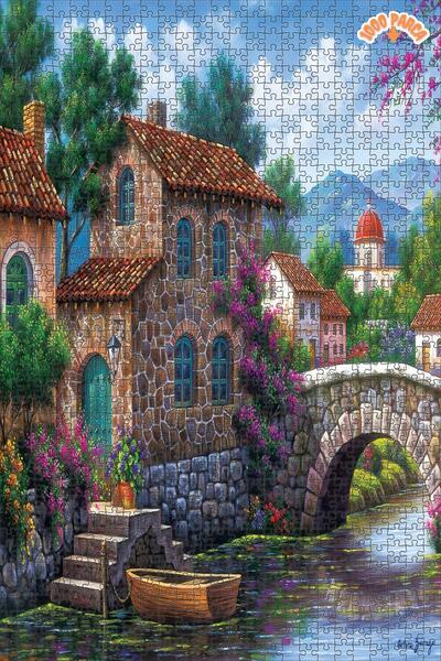 Teona Ahşap Çiçekli Kanal Dekoratif Çift Katlı Çerçeveli Asılabilir Ahşap Puzzle 150 PARÇA 20X30