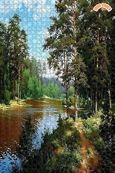 Teona Ahşap Bir Doğa Manzarası Dekoratif Çift Katlı Çerçeveli Asılabilir Ahşa...