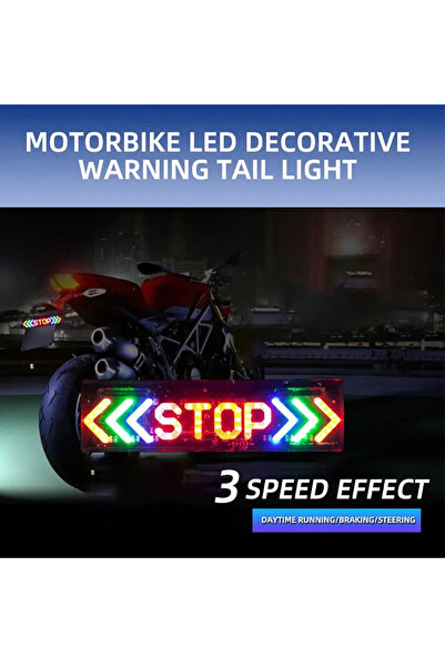 usmtekno Motosiklet Led Stop Lamba Led Fren Lamba 3 Modlu Led Fren Sinyal Lam...
