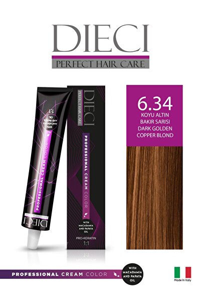 Dieci Tüp Saç Boyası 6.34 Koyu Altın Bakır Sarı