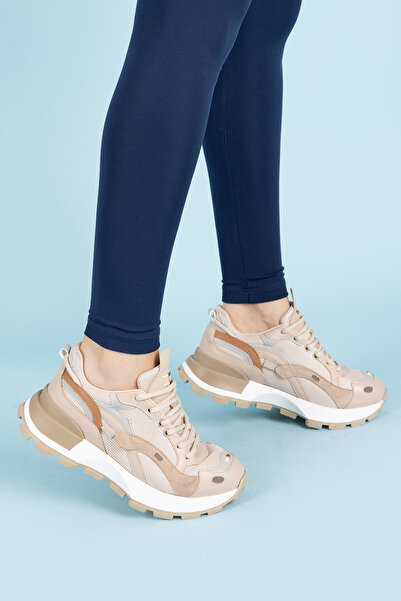 Getcho Luther Nut Multi Kadın Kalın Taban Fileli Günlük Rahat Yürüyüş Spor Ayakkabı Sneaker Hafif Ergonomik