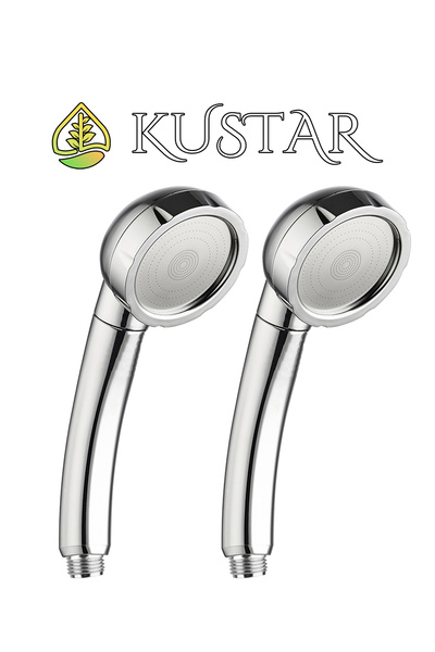 KUSTAR 2 Adet Krom Tasarruflu Banyo Duş Başlığı Tazyikli El Duşu Az Su ile Yü...