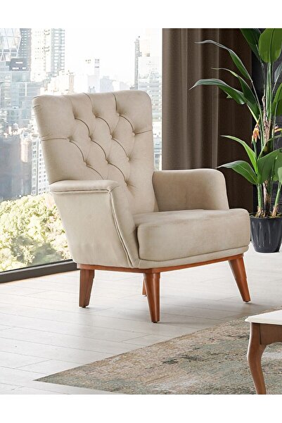 MİRS MOBİLYA Rodos Chester Berjer, Tekli Koltuk Krem