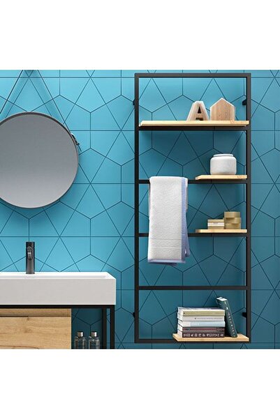 Abronya Banyo Duvara Monte Raf Ahşaplı Açık Banyo Dolabı