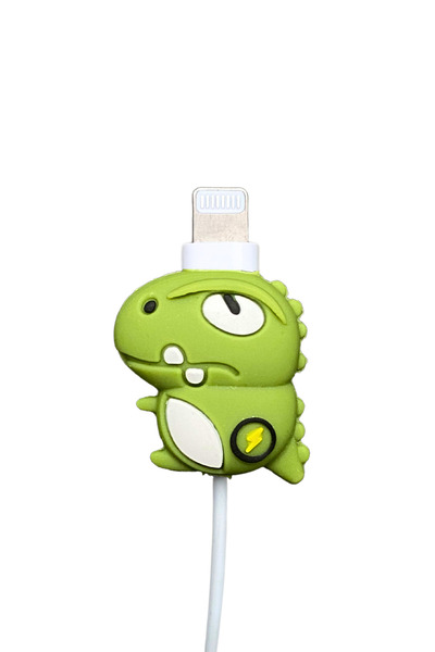 EWEC Dinozor Figürlü Sevimli Usb Kablo Koruyucu, Silikon Şarj Kablosu Koruyucu