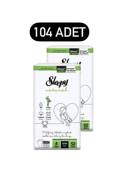 Sleepy 2'li Jumbo Natural Mega Paket Bebek Bezi 4 Numara Maxi 104 Adet