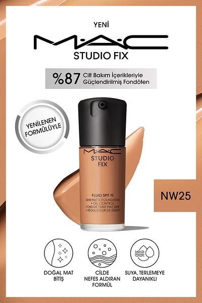 M.A.C Studio Fix Fluid SPF 15 Mat Fondötén - Renewed En Formula, 30 ML