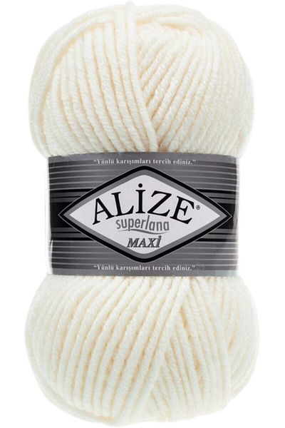 Alize Light Cream Maxi Superlana - 62 Model Thick Hand Knitting Yarn Vest and Cardigan