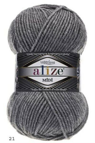 Alize Gray MElange Midi THread Vest Cardigan - 21 Hand Knitted Beanie Sweater Yarn