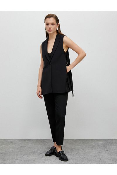 Koton Classic Vest V-Neck Single Button Belted on the Sides