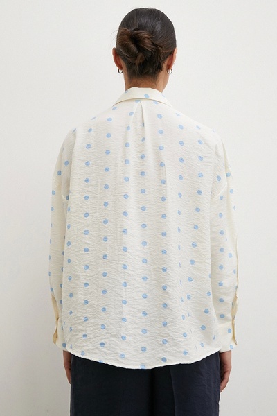Never more Ecru Color Polka Dot Oversize Shirt