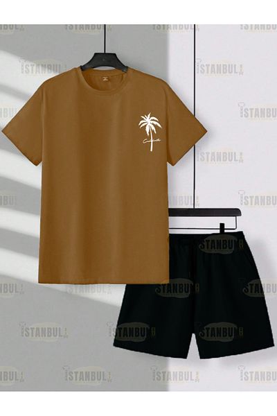 PENTHİLUS Summer Tree Printed T-Shirt and Shorts Set