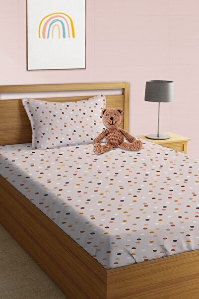 Evmila Set de cearșafuri elastice cu model de buline roz