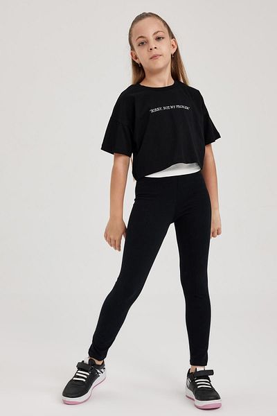 DeFacto Girl's Black School Leggings - Long Size A6907a823au
