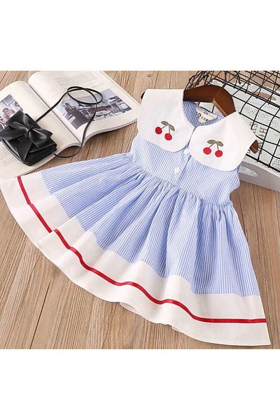 MiNİKLERSTORE Girl - Embroidered Cherry Detailed Summer Tıril Tıril Dress