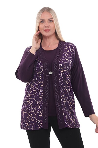 TRENDSE Double Evening Dress Wedding Suit Stoned Embroidered Double Evening Dress Shiny Double Suit