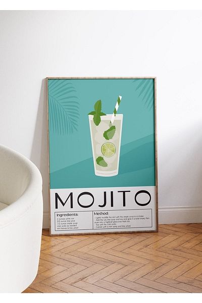 Yaris Note Mojito Cocktail Αφίσα χωρίς πλαίσιο Μοντέρνα διακοσμητική χωρίς πλαίσιο