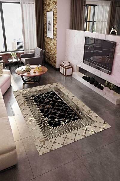 VolgsHome Dijital Baskı Yıkanabilir Kaymaz Taban Dekoratif Salon Mutfak Halısı Yolluk