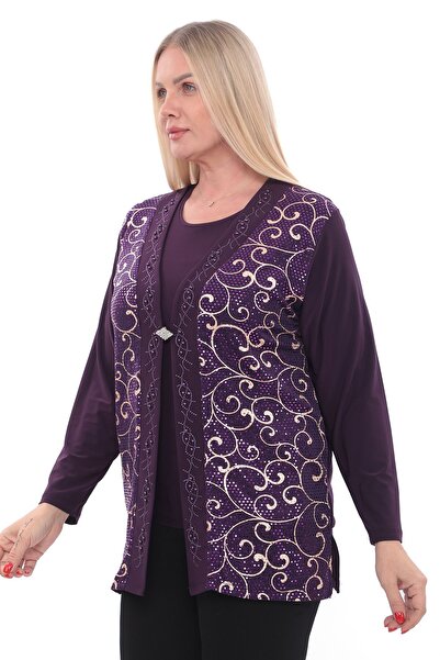 TRENDSE Double Evening Dress Wedding Suit Stoned Embroidered Double Evening Dress Shiny Double Suit