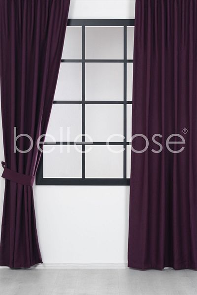 Belle Cose Linen Look Blackout Blackout Thermal Plum Background Curtain Single Wing