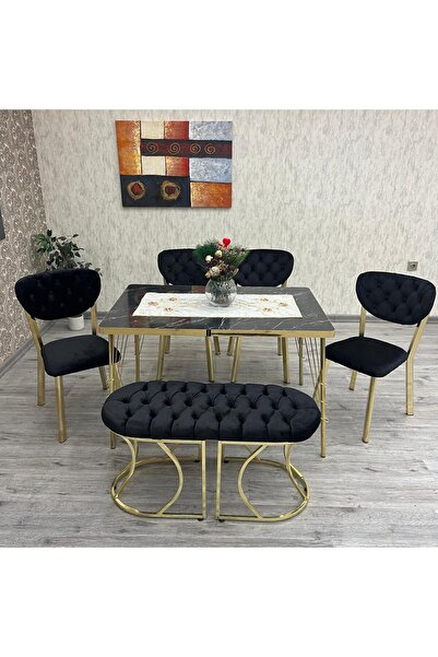 BY ORHAN GÜZEL 80-120 CK GOLD Mutfak Masası Takımları ,  Kişilik Benchli Mutfak Masası Takımı