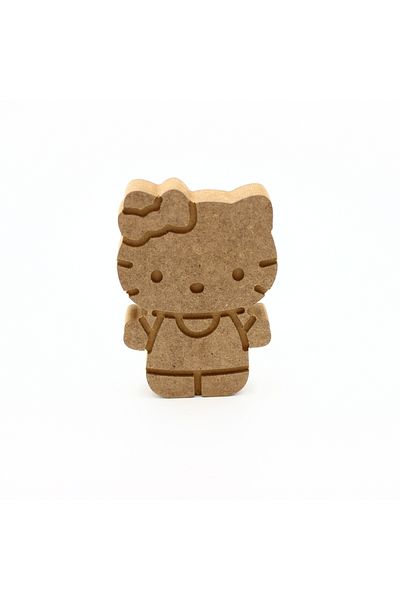 na neşeli ahşap 15 cm 18 mm Hello Kitik We Can Stand and Paint Raw Wooden Object - Wooden Painting Product