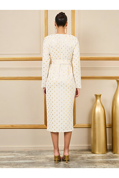 Styli Foil Print Wrap Midi Dress