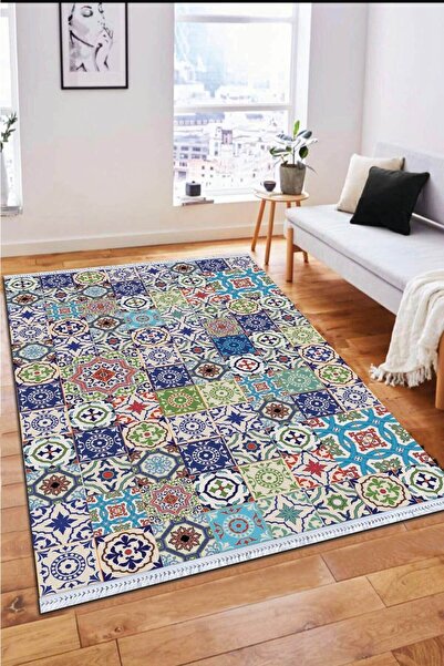 Viva Home Makinede Yıkanabilen Kaymaz Taban Çini Mutfak Halısı Ar207