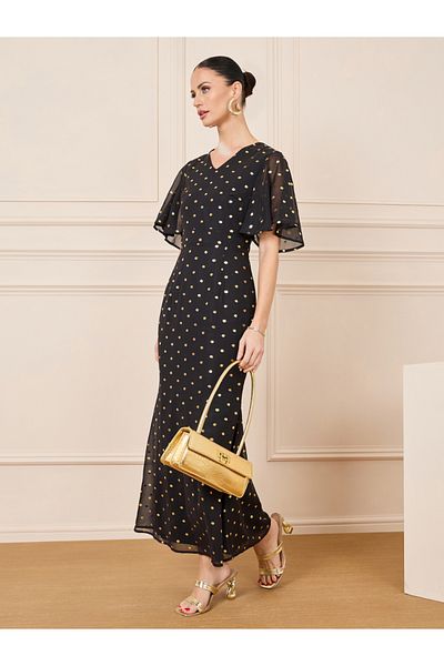 Styli Foil Print Spot Mermaid Hem Sheath Dress