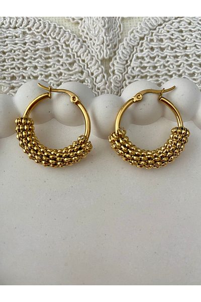 stainles steel Gold Steel Model Serrated Earrings