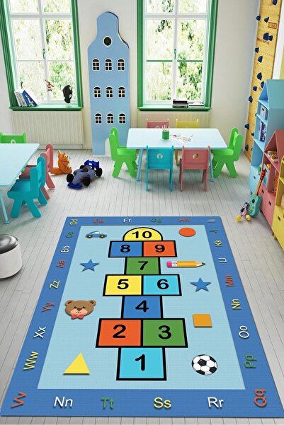 RugViva Kaymaz Tabanlı Makinede Yıkanabilir Çocuk Halısı Kd94