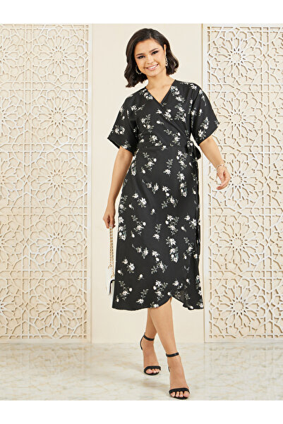 Styli Floral AOP Wrap Midi Dress
