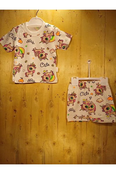 SWEET BABY Baby Girl Unicorn Printed Shorts Set