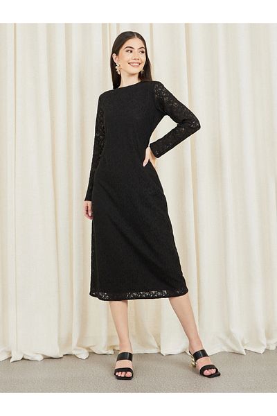 Styli All Over Lace Sheath Midi Dress